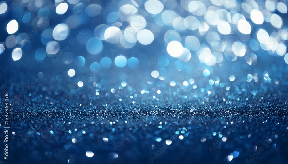 Fototapeta premium vibrant abstract image with soft focus dark blue bokeh light patterns with shimmering highlights festive texture background blurred backdrop trend color year white sunlight glare on future dusk