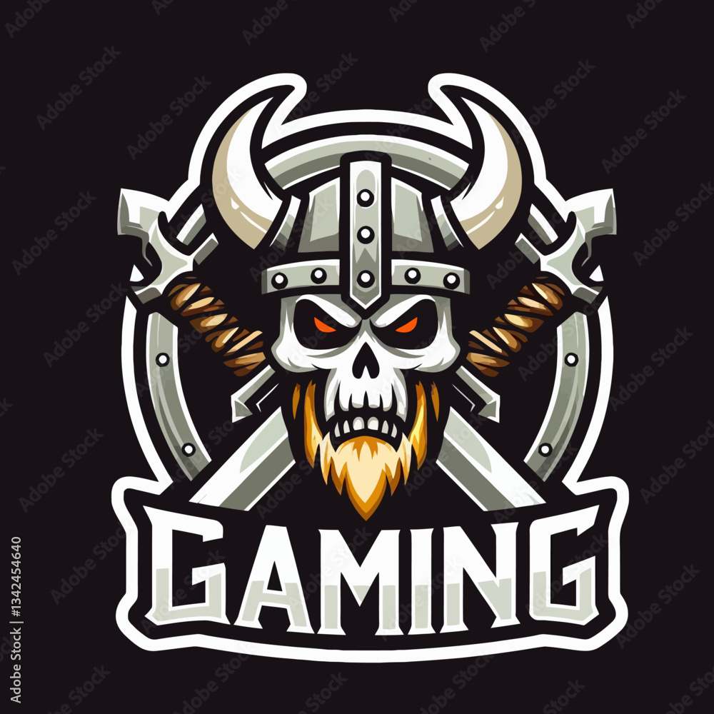 Vector emblem logo in flat style: skull illustration for e-gaming, white background, EPS10 format, transparent isolated clipart background Vector emblem logo in flat style: skull illustration for e-gaming, white background, EPS10 format, transparent isolated clipart background