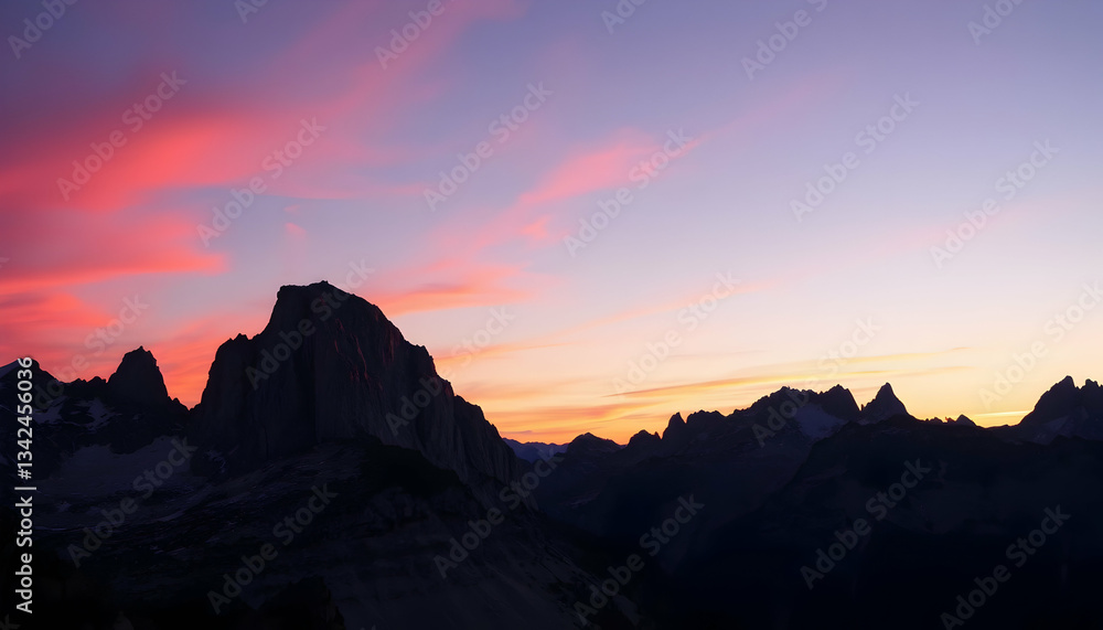 Majestic Mountain Silhouette at Sunset Dramatic Pink Sky Landscape Photography Majestic Mountain Silhouette at Sunset Dramatic Pink Sky Landscape Photography