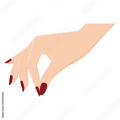 Elegant hand with red nails making a pinch gesture Vector