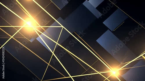 Geometric abstract design with golden lines and glowing elements