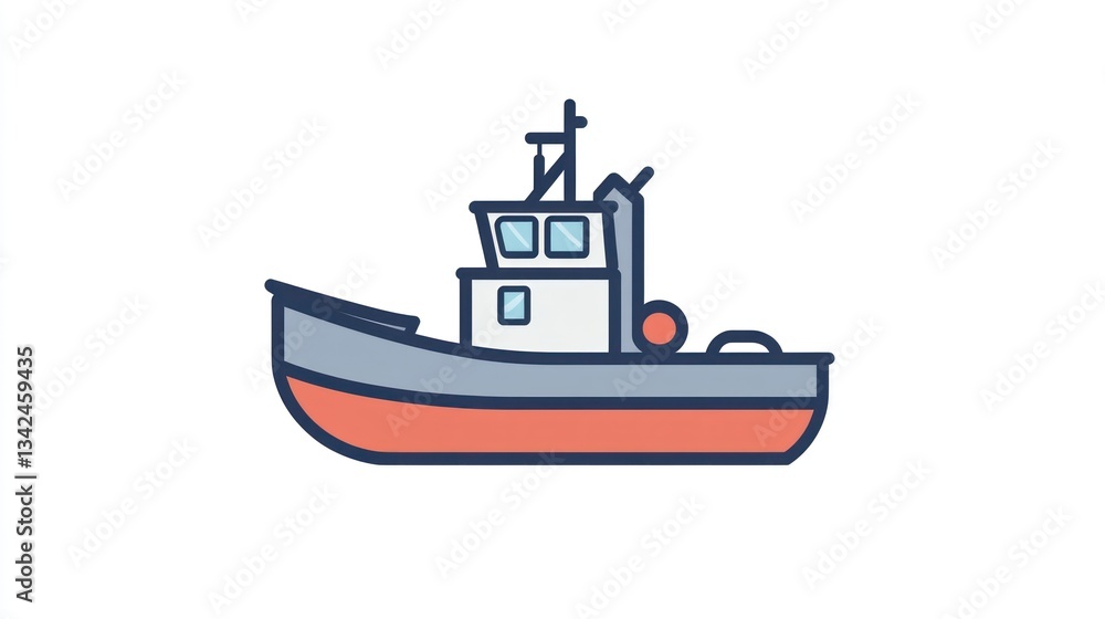 Fototapeta premium Illustration of a Tugboat with Vibrant Colors and Detailed Features for Nautical Themes