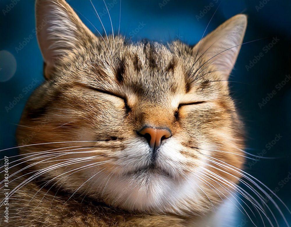 close up of a sleeping cat's face
