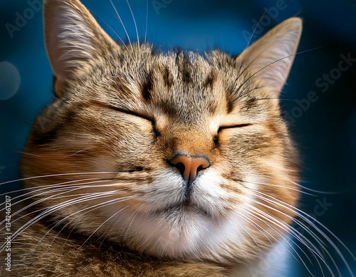 Obraz na płótnie close up of a sleeping cat's face w salonie