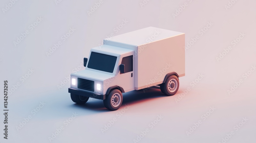 Obraz premium A minimalist delivery truck with glowing headlights ideal for logistics and transportation con