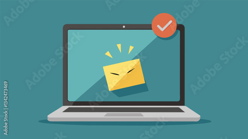 A reminder sticker p on your laptop screen gently reminding you to take a break and minimize screen strain on your eyes.. Vector illustration