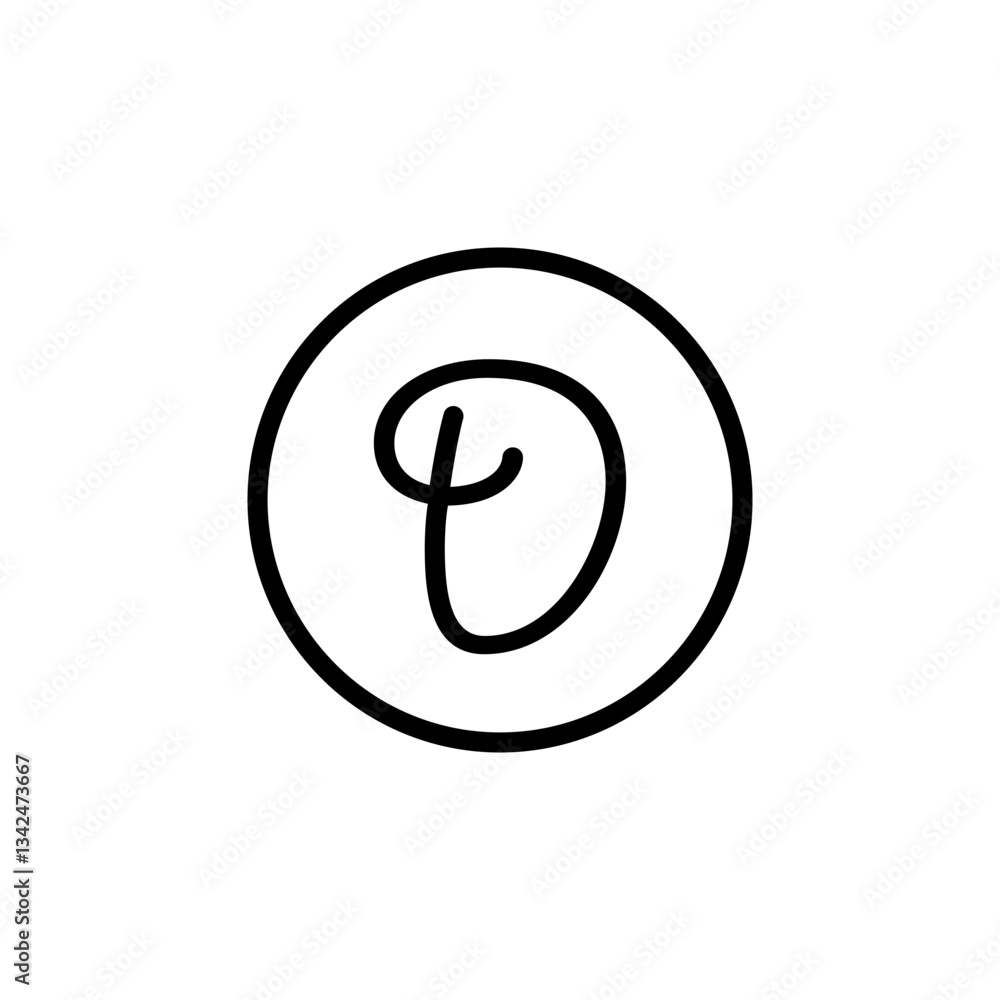 INITIAL LETTER D CIRCLE LINE SIMPLE LOGO