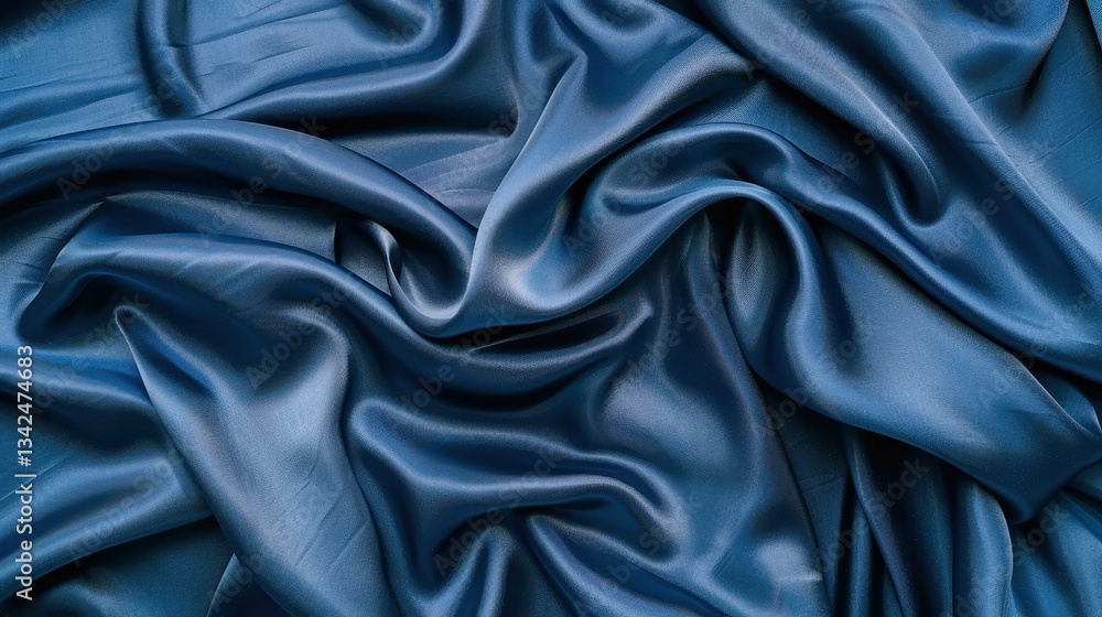 Fototapeta premium Black silk satin texture reveals graceful folds, exuding elegance and sophistication for a luxurious touch to any design.