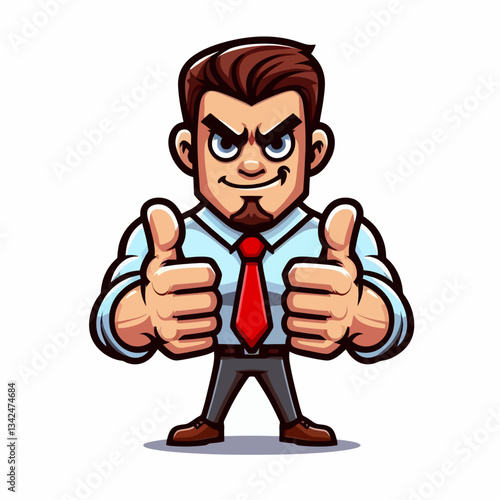 Vektor-Emblem-Logo "Bad Man" im Cartoon-Stil auf weißem Hintergrund, Format Vector EPS10, mit transparentem, isoliertem Clipart-Hintergrund für vielseitige Nutzung im Design.