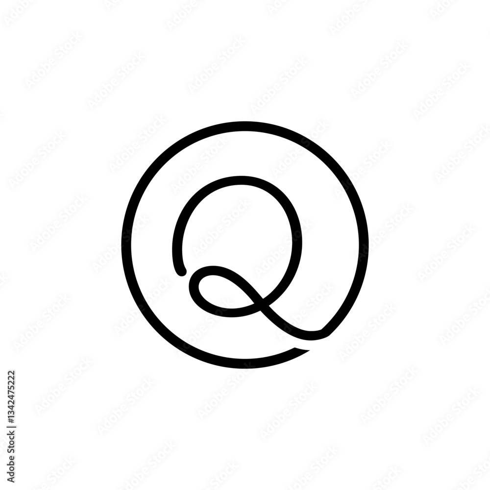 INITIAL LETTER Q CIRCLE LINE SIMPLE LOGO INITIAL LETTER Q CIRCLE LINE SIMPLE LOGO