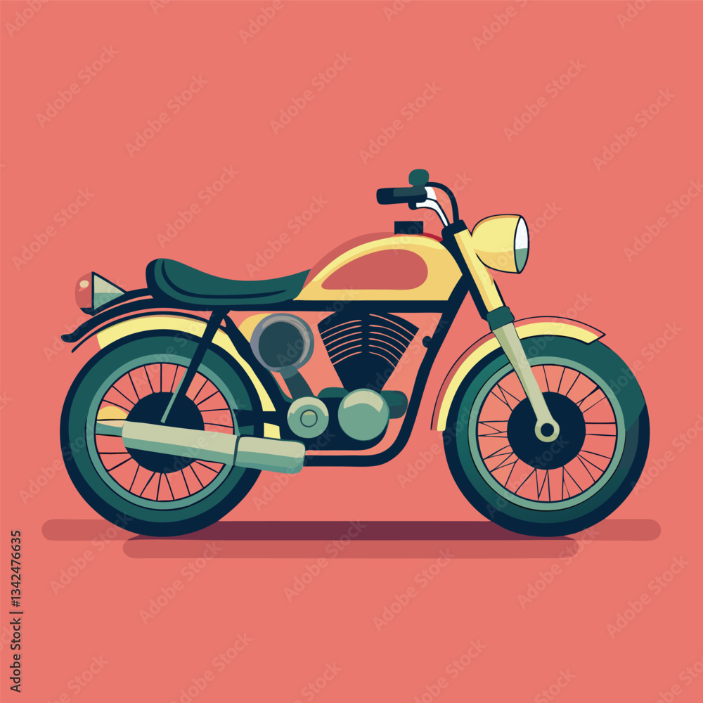 Black Motorcycle Silhouette Illustration on a Solid Red Background Black Motorcycle Silhouette Illustration on a Solid Red Background