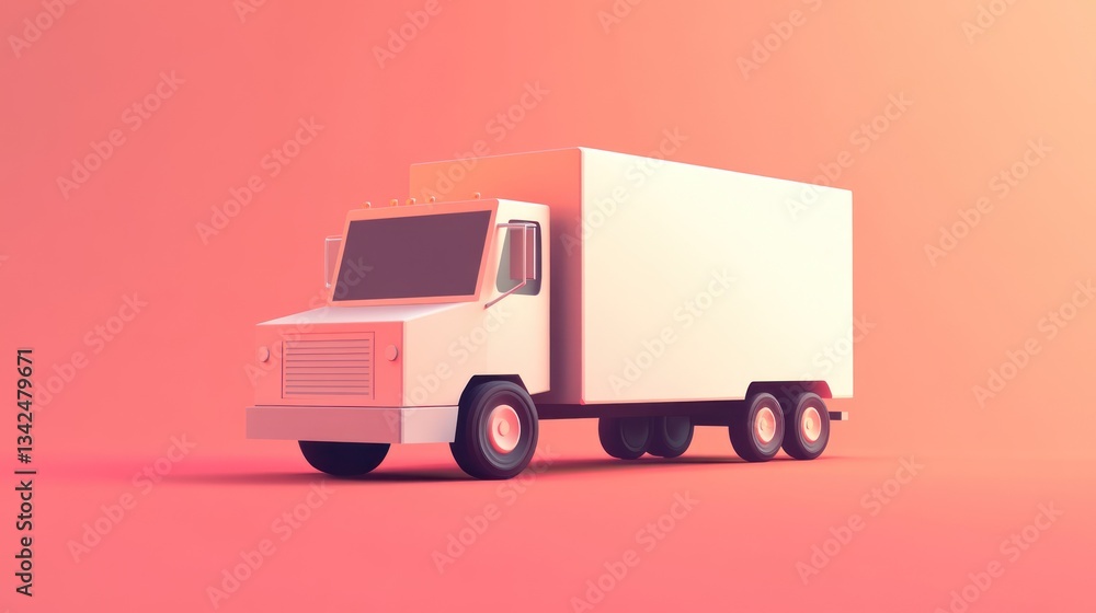 Minimalist 3D Rendering of a Delivery Truck on a Gradient Background Ideal for Logistics and T Minimalist 3D Rendering of a Delivery Truck on a Gradient Background Ideal for Logistics and T