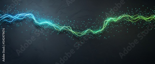 Wallpaper Mural blue green gradient glowing electricity current abstract patterns on plain grainy matte black surface illustration design concept backdrop Torontodigital.ca