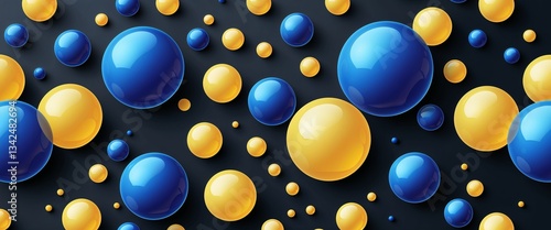 Wallpaper Mural blue yellow gradient translucent spheres pattern abstract on plain dark black background illustration design concept backdrop Torontodigital.ca