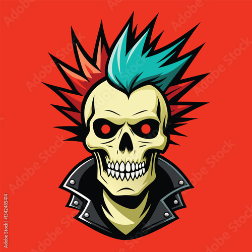 Bold and Edgy Punk Rock Skull Logo in Solid Colors