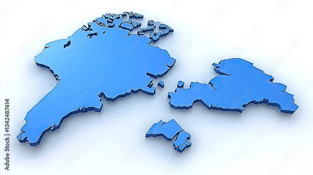 Fototapeta premium 3D World Map Isolated on White. Possible Use Educational Material