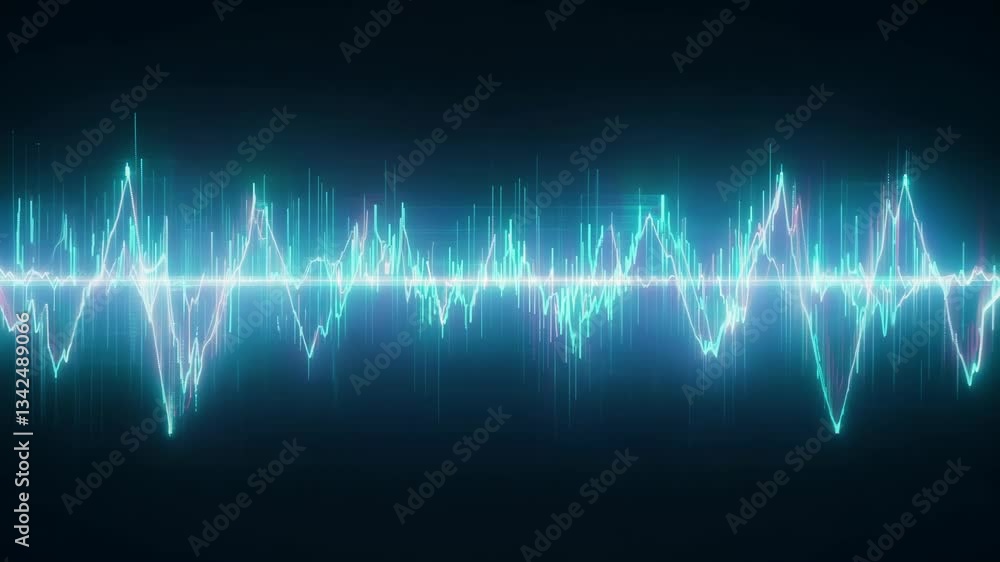 Abstract sound wave with blue neon lines. Abstract sound wave with blue neon lines.