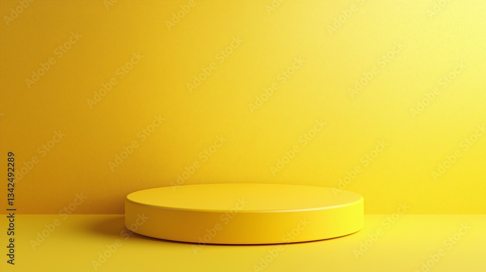 Vibrant Yellow Platform: Minimalist Design Display Stand for Product Showcase & Visual Marketing Vibrant Yellow Platform: Minimalist Design Display Stand for Product Showcase & Visual Marketing