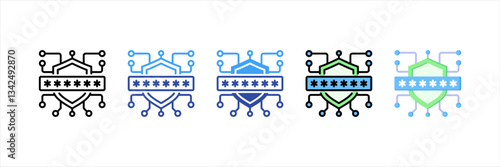Secure Password Multi Style Icon Set