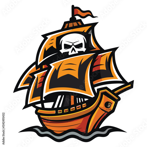 Intriguing Pirate Ship Emblem in Detailed Design (2)