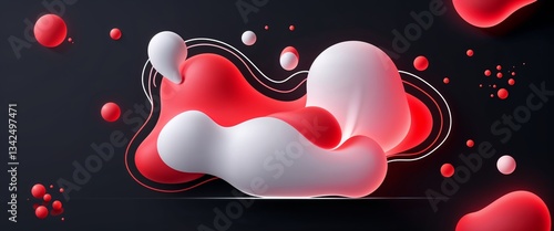 Wallpaper Mural red white gradient glowing blobs shapes edges neon patterns on plain black background illustration design concept backdrop Torontodigital.ca