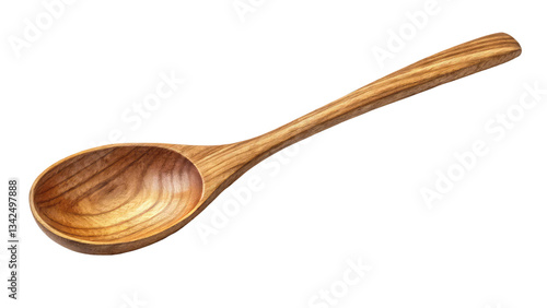 Classic wooden spoon with a smooth natural finish, perfect for cooking, stirring, and serving on transparent background PNG