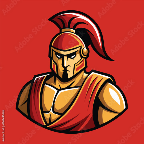 Solid Color Illustration of a Stoic Spartan Warrior Logo