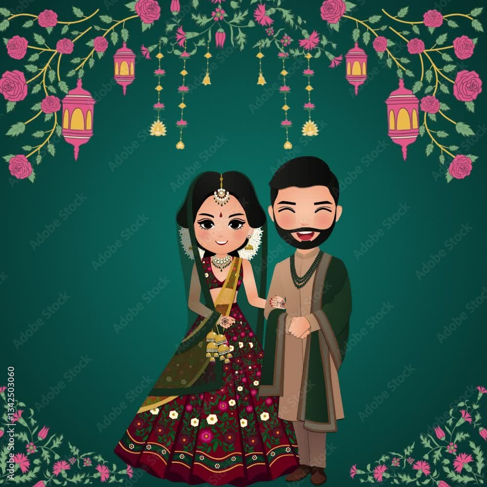 Vibrant Indian Wedding Animation – Elegant Shubh Vivah Theme with Bride & Groom