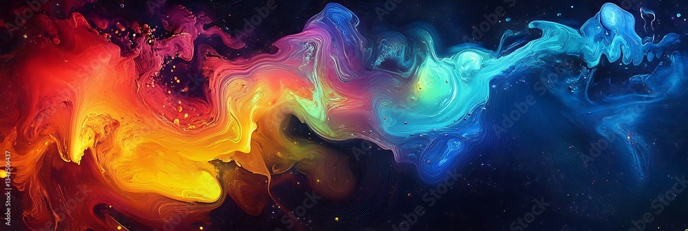 Fototapeta premium Colorful Abstract Smoke Swirl Art with Nebula Sparkles and Blending Colors