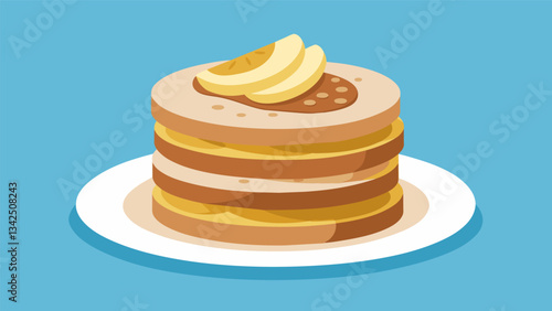 A stack of rice cakes topped with almond butter sliced bananas and a sprinkle of cinnamon a tasty and nutritious snack for any time of day.. Vector illustration