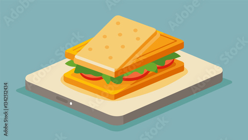 Once both sides are golden and crispy remove the sandwich from the pan and place it on a ting board.. Vector illustration