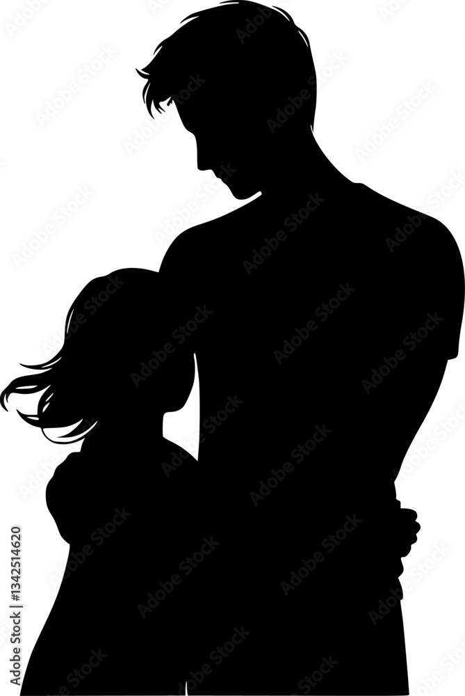 Loving Embrace: Silhouette of a Father and Daughter Loving Embrace: Silhouette of a Father and Daughter