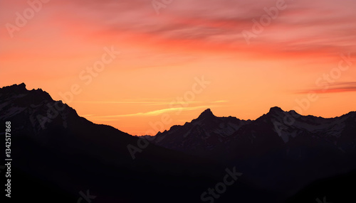 Wallpaper Mural Fiery Sunset over Majestic Mountain Range Scenic Landscape Photography Torontodigital.ca
