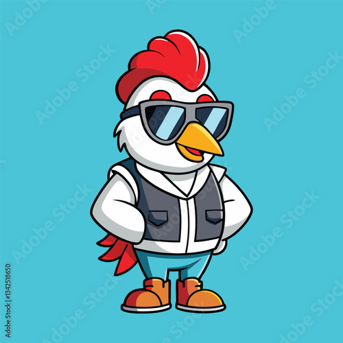 Cool Rooster Wearing Sunglasses Cartoon Vector
