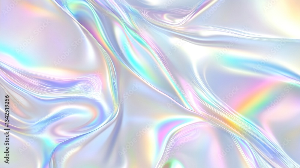 Holographic iridescent background with abstract, wavy shapes and flowing lines, Pastel rainbow colors, Holographic texture for modern design, wallpaper, cover, or poster. Shiny, white, silver Holographic iridescent background with abstract, wavy shapes and flowing lines, Pastel rainbow colors, Holographic texture for modern design, wallpaper, cover, or poster. Shiny, white, silver