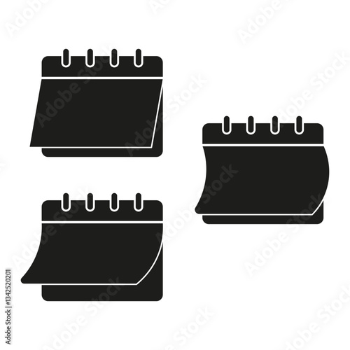 Calendar icons. Page flip vector. Date reminder symbol. Timely illustration.
