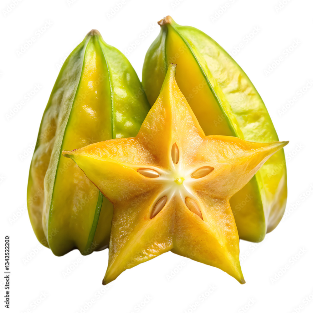 Fototapeta premium Starfruit isolated on transparent background 
