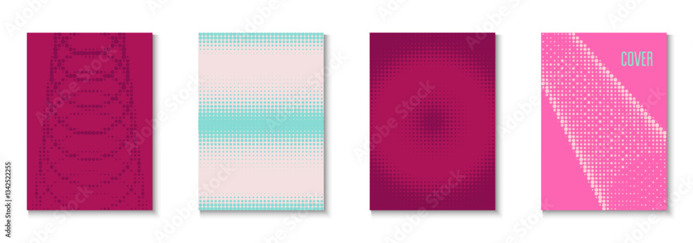 Graphic Cover Set. Summer Circles With Modern Art. Young Hipster Design On Annual Page. Halftone Flyer. Minimalist Wave Poster. Geometric Book Template. Trendy Graphic Cover Graphic Cover Set. Summer Circles With Modern Art. Young Hipster Design On Annual Page. Halftone Flyer. Minimalist Wave Poster. Geometric Book Template. Trendy Graphic Cover