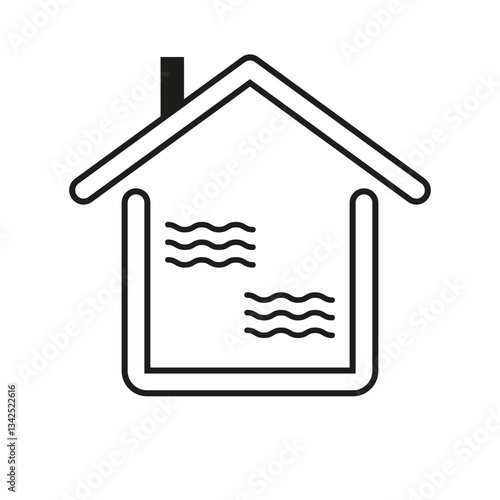 House ventilation icon. Air circulation symbol. Home airflow concept. Black simple outline.