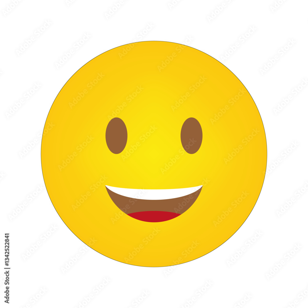 Happy face icon. Yellow circle graphic. Friendly smile expression. Vector cheerful theme. Happy face icon. Yellow circle graphic. Friendly smile expression. Vector cheerful theme.