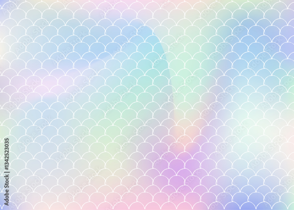 Fototapeta premium Holographic mermaid background with gradient scales.