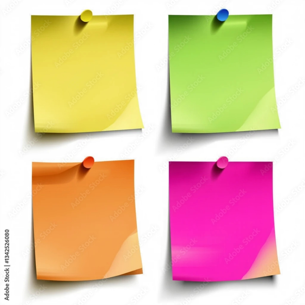 Note stickers. Set of colorful sheets of note papers isolated with real shadow on white background. Vector illustration Note stickers. Set of colorful sheets of note papers isolated with real shadow on white background. Vector illustration