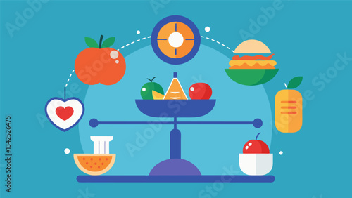 A balanced nutrition plan that considers not only the nutritional value of food but also the emotional satisfaction it brings acknowledging the impact of our eating habits on our. Vector illustration