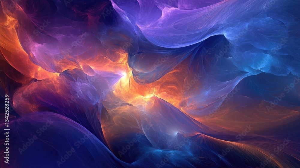 Abstract Cosmic Nebula Background with Vibrant Purple Orange and Blue Colors Abstract Cosmic Nebula Background with Vibrant Purple Orange and Blue Colors