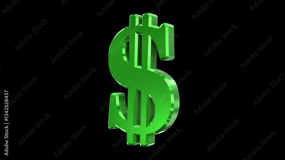 Dollar Sign Shiny Rotating 3D Icon 4K 60fps Looping Apple ProRes with Alpha Channel Change Color with Hue Effect Dollar Sign Shiny Rotating 3D Icon 4K 60fps Looping Apple ProRes with Alpha Channel Change Color with Hue Effect