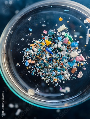 Wallpaper Mural Magnified view of microplastic particles on a petri dish for scientific analysis and pollution research Torontodigital.ca