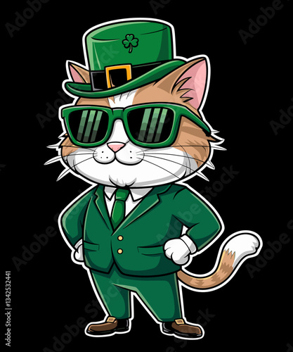 Cute Cat Leprechaun Shamrock funny