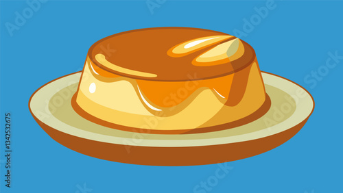 One of the most anticipated dishes of the night was a rich creamy flan served with a drizzle of caramel and a sprinkle of cinnamon.. Vector illustration