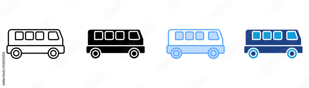 Minibus Icon Set Multiple Style Collection Minibus Icon Set Multiple Style Collection