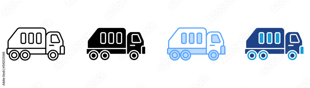 Garbage Car Icon Set Multiple Style Collection Garbage Car Icon Set Multiple Style Collection